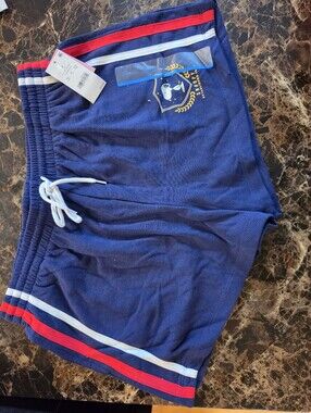 🔥 NWT SNOOPY Navy Drawstring Shorts with Red & Light Blue Trim (Size: L)